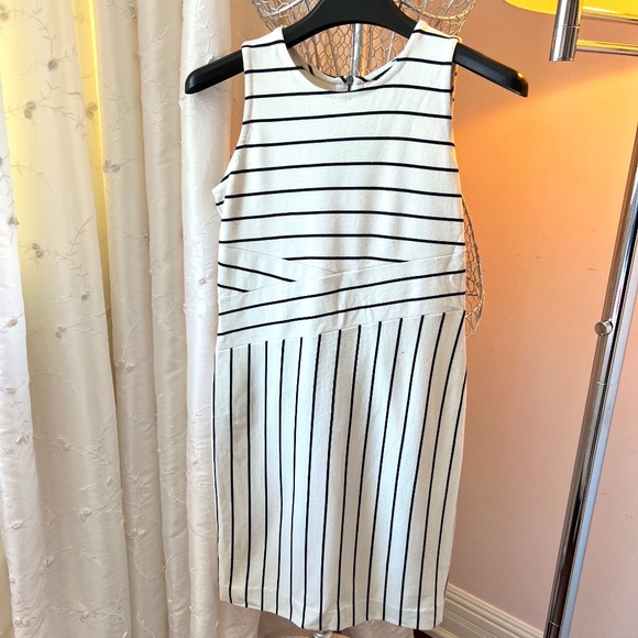 Ann Taylor Cream and Black Shift Dress Sleeveless - Picture 1 of 3